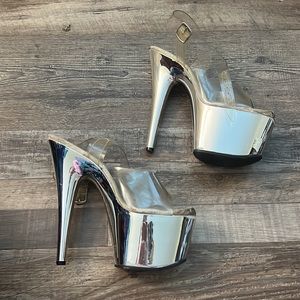 Silver 7 inch please heels